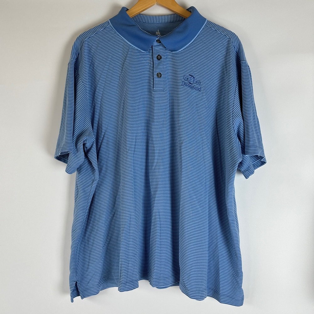 Disney Parks Disneyland Men’s XXL Blue Striped Embroidered Logo Polo‎